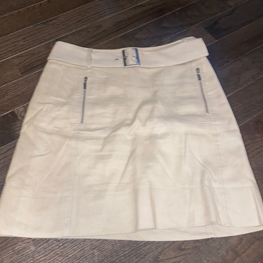 Tory Burch belted linen-blend skirt